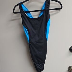 Black and Blue One-Piece Swimsuit